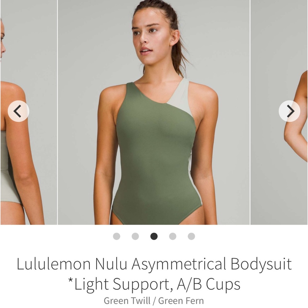 Lululemon Nulu Asymmetrical Bodysuit Green Twill / Green Fern Size 4